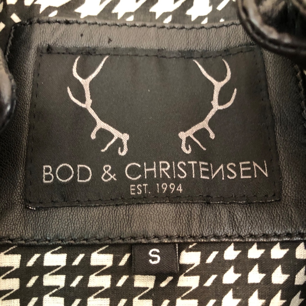 Bod & Christensen Black Leather Jacket Size 4 - Picture 3 of 5